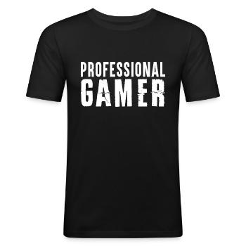 Joueur professionnel - T-shirt près du corps Homme - noir - Devant - Nik (191cm)