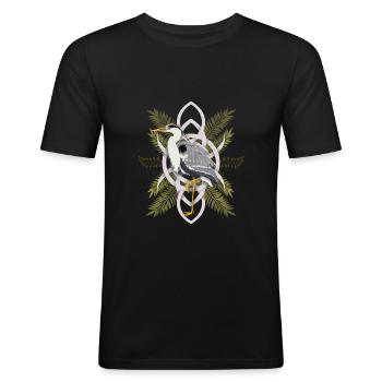 Reiher - Männer Slim Fit T-Shirt - Schwarz - Vorne - Nik (191cm)