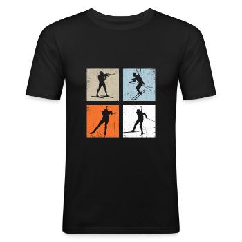 Skiskydning Vintage Vintersport - Herre Slim Fit T-Shirt - sort - Foran - Nik (191cm)