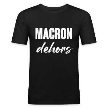 Macron dehors - T-shirt près du corps Homme - noir - Devant - Nik (191cm)