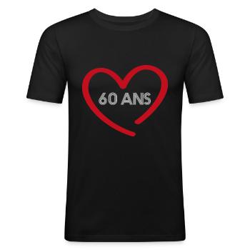 cadeau de couple 60 ans | anniversaire de mariage - T-shirt près du corps Homme - noir - Devant - Nik (191cm)