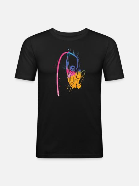 Stabhochsprung Bunter Splatter-stabhochsprung - Männer Slim Fit T-Shirt - Schwarz