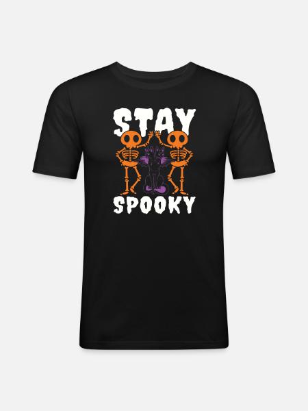 Restez effrayant - T-shirt près du corps Homme - noir