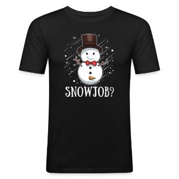 Schneejob? Lustige Weihnachten Xmas Yulitede - Männer Slim Fit T-Shirt - Schwarz - Vorne - Nik (191cm)