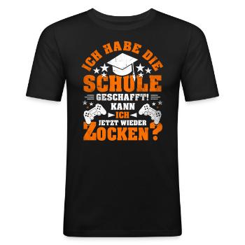 Abitur Abschluss Grundschule Realschule Geschenk - Männer Slim Fit T-Shirt - Schwarz - Vorne - Nik (191cm)