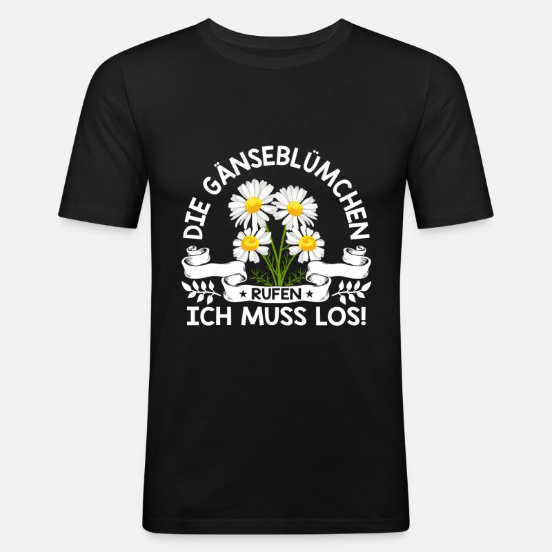 Gänseblümchen rufen Maßliebchen Blume - Männer Slim Fit T-Shirt - Schwarz