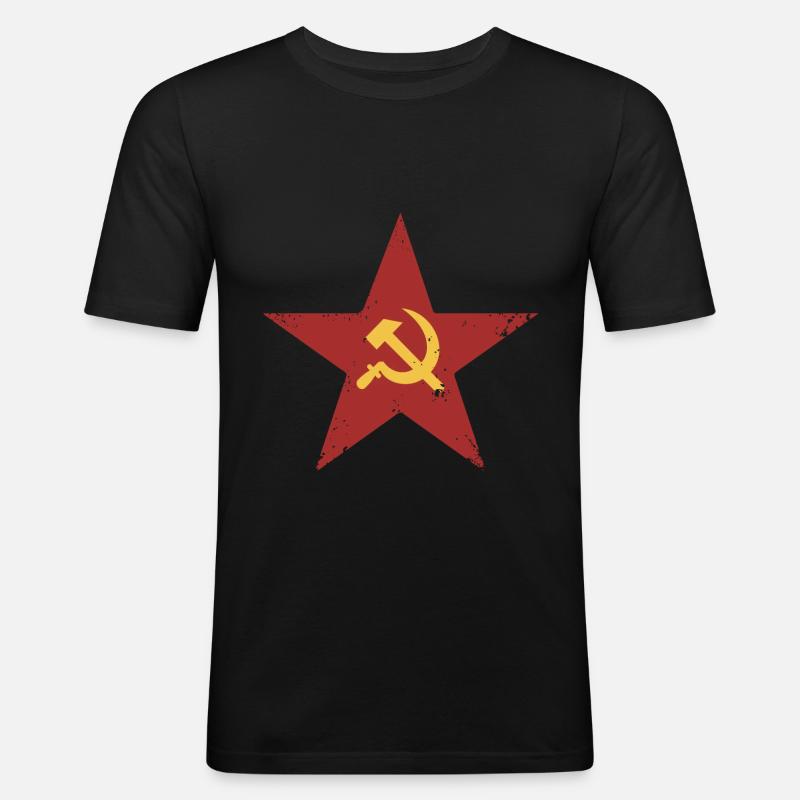 Soviet retro Design - Männer Slim Fit T-Shirt - Schwarz