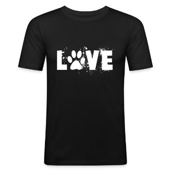 Hunde Liebe - Love - Männer Slim Fit T-Shirt - Schwarz - Vorne - Nik (191cm)