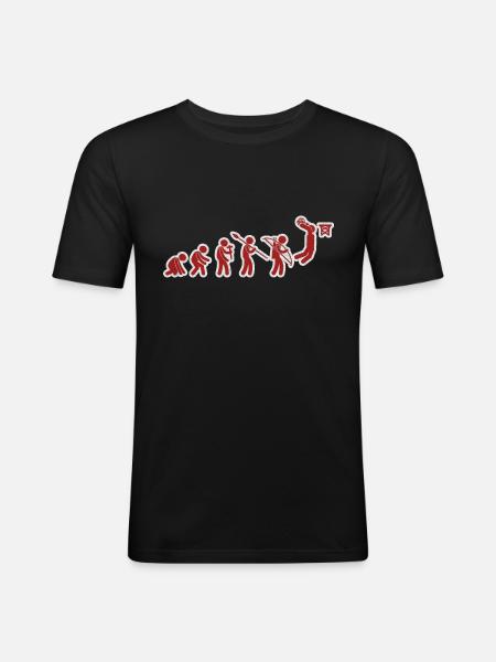 Evolution Basketball Red White Grunge - Men's Slim Fit T-Shirt - black