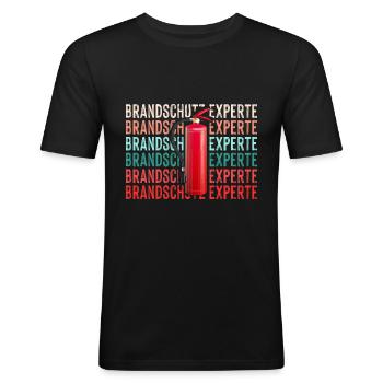 Brandschutz Experte Retro - Männer Slim Fit T-Shirt - Schwarz - Vorne - Nik (191cm)