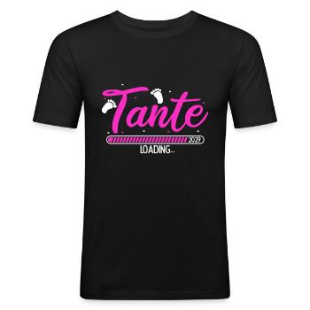 Tante Loading 2029 Babyankündigung Geburt Babygesc - Männer Slim Fit T-Shirt - Schwarz - Vorne - Nik (191cm)