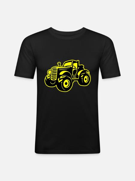 Traktor Landwirt - Männer Slim Fit T-Shirt - Schwarz