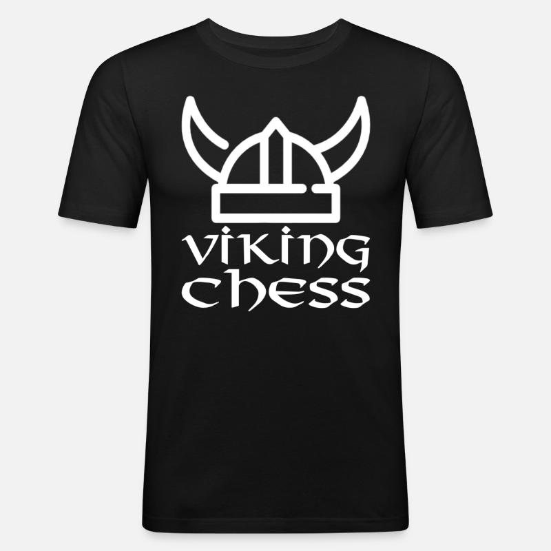 Viking Chess - Männer Slim Fit T-Shirt - Schwarz
