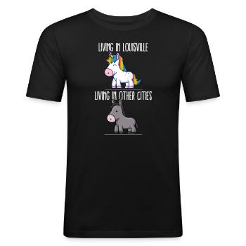 Vivre à Louisville Pride Kentucky Unicorn Love - T-shirt près du corps Homme - noir - Devant - Nik (191cm)