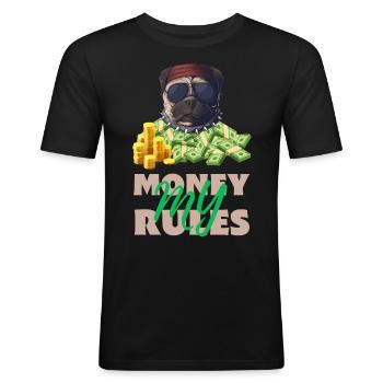 Bulldog My Money My Rules – Mein Geld Meine Regeln - Men's Slim Fit T-Shirt - black - Front - Nik (191cm)
