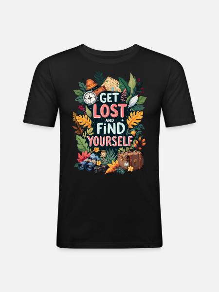 Get Lost - Men's Slim Fit T-Shirt - black