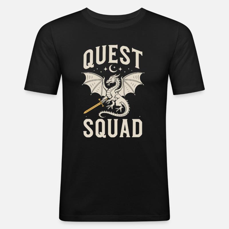 Quest Squad – Drachenabenteuer - Männer Slim Fit T-Shirt - Schwarz