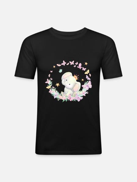 Cute Elephant Baby - Men's Slim Fit T-Shirt - black
