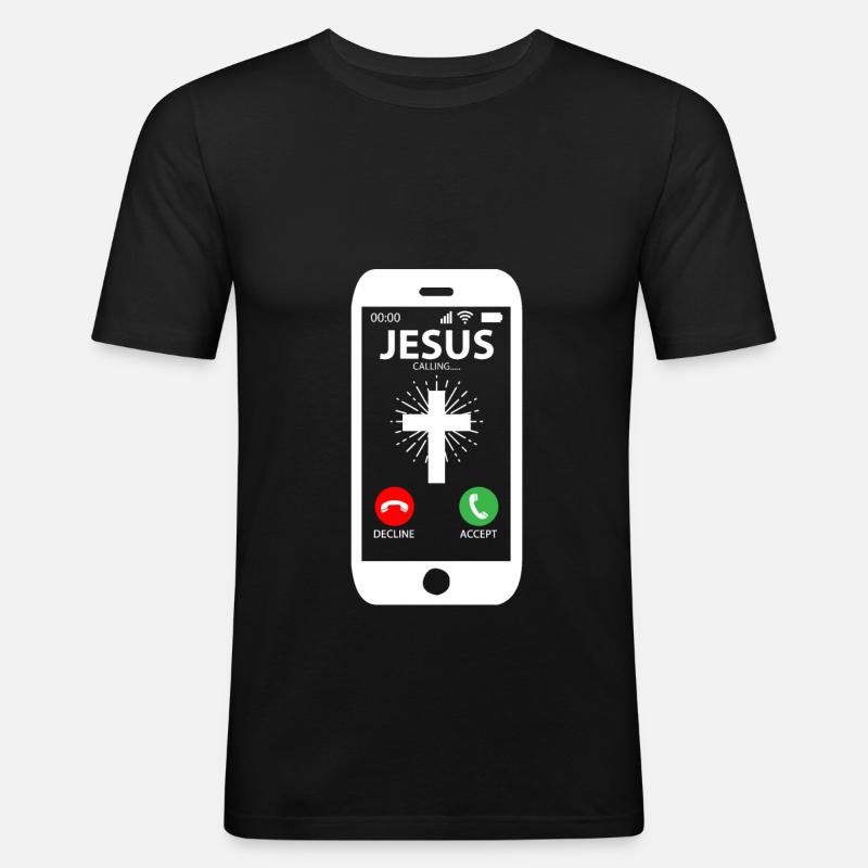 Jesus Calling Glaube - Männer Slim Fit T-Shirt - Schwarz
