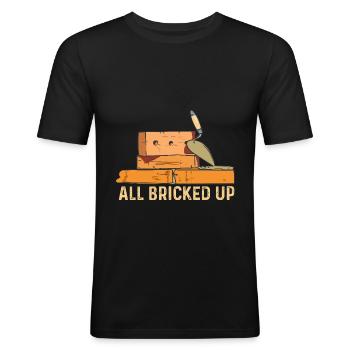 All Bricked Up - Maurer Design - Männer Slim Fit T-Shirt - Schwarz - Vorne - Nik (191cm)