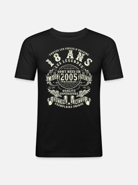 18 ans - anniversaire 2005 - T-shirt près du corps Homme - noir