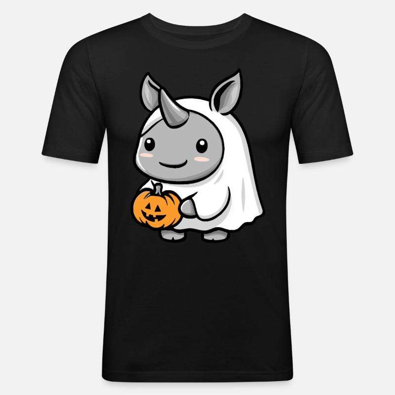 Nashorn Halloween Comic Geist - Männer Slim Fit T-Shirt - Schwarz