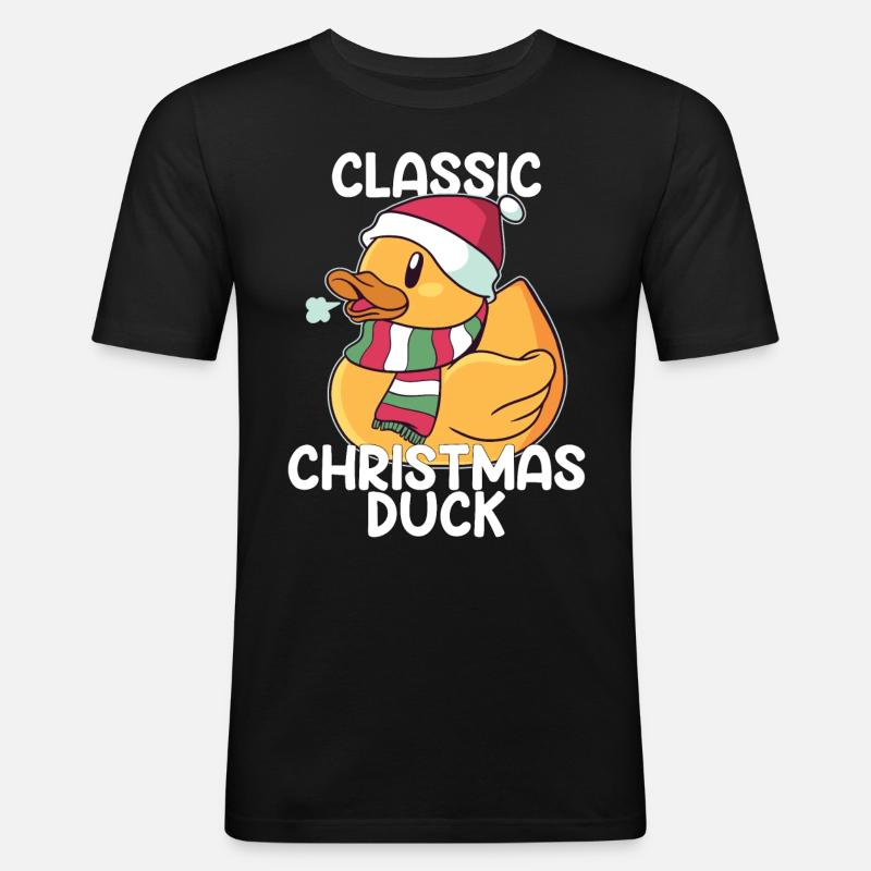 Weihnachten Ente Spruch Geschenk - Männer Slim Fit T-Shirt - Schwarz