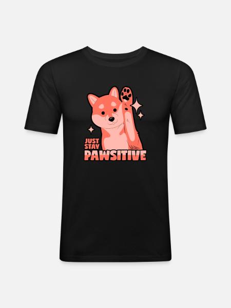 Optimistic dog: Pawsitive - Men's Slim Fit T-Shirt - black
