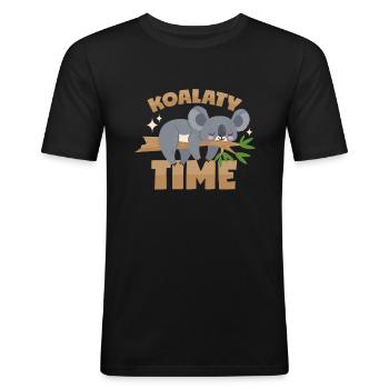 Koala puns - Men's Slim Fit T-Shirt - black - Front - Nik (191cm)