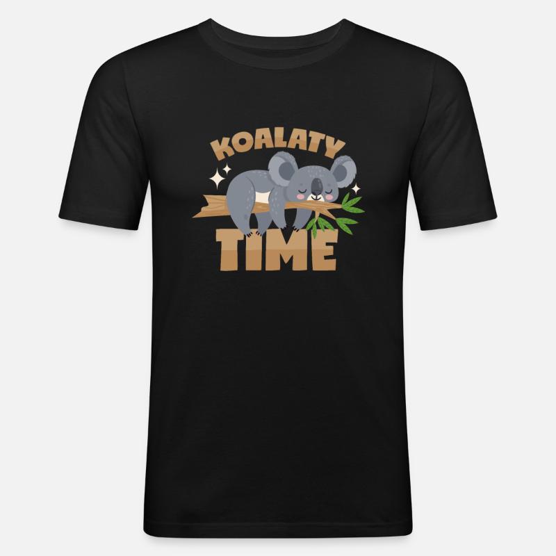 Koala Wortwitz - Männer Slim Fit T-Shirt - Schwarz