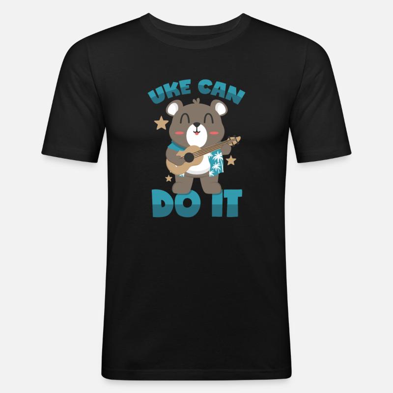 Ukulele Motivation - Männer Slim Fit T-Shirt - Schwarz