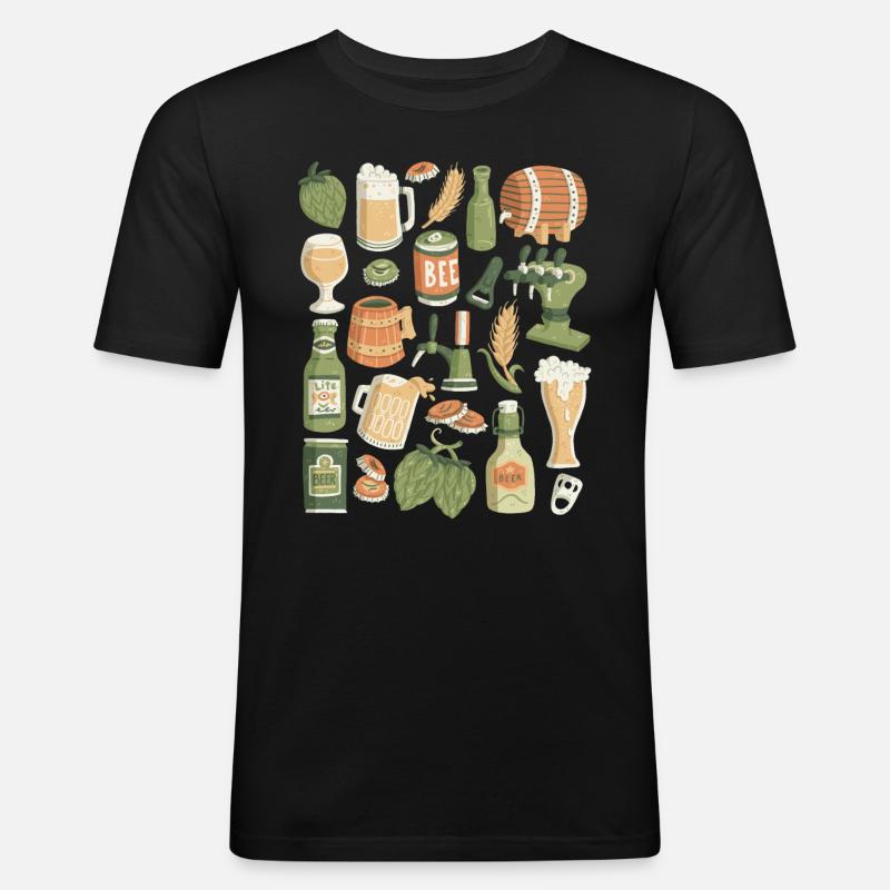 Bier - Männer Slim Fit T-Shirt - Schwarz