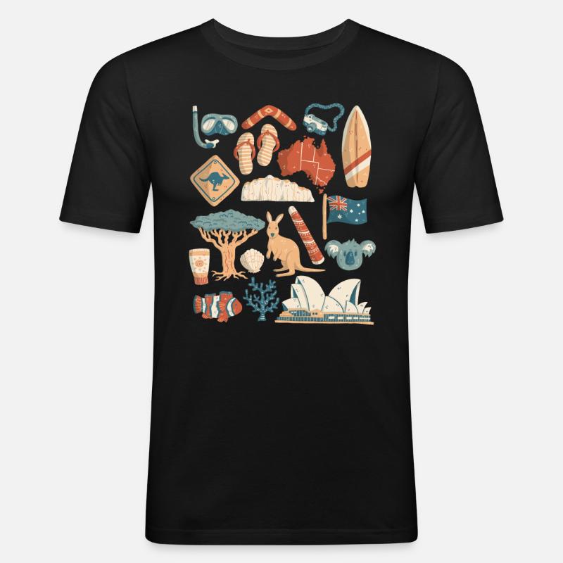 Australien - Männer Slim Fit T-Shirt - Schwarz