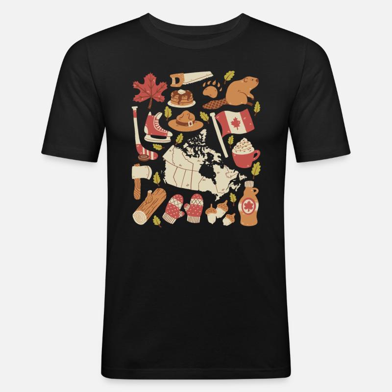 Kanada - Männer Slim Fit T-Shirt - Schwarz