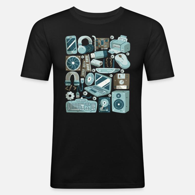 Computer - Männer Slim Fit T-Shirt - Schwarz