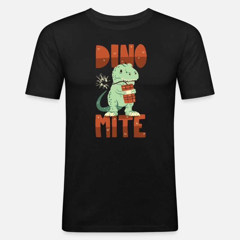 Dino mit Dynamit - Männer Slim Fit T-Shirt - Schwarz