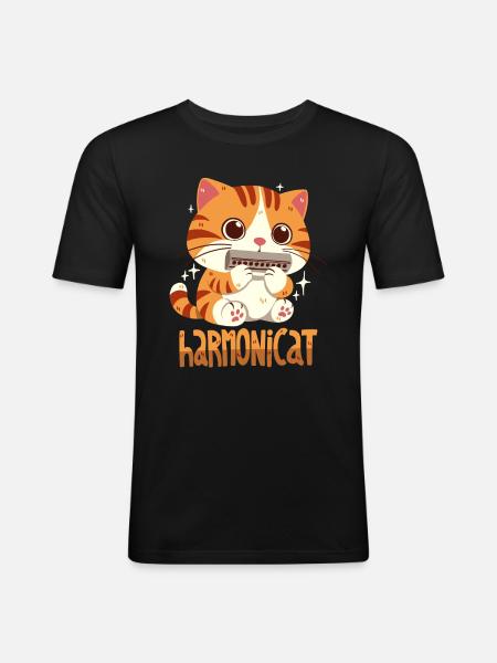 Harmonicat - Männer Slim Fit T-Shirt - Schwarz