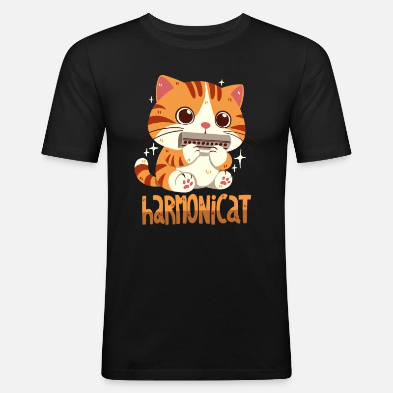 Harmonicat - Männer Slim Fit T-Shirt - Schwarz