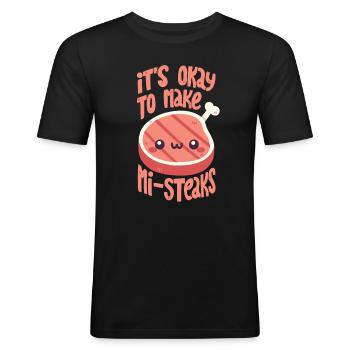 Steak pun - Men's Slim Fit T-Shirt - black - Front - Nik (191cm)