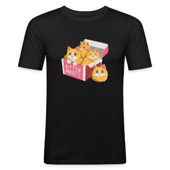 Croquettes de chaton - T-shirt près du corps Homme - noir - Devant - Nik (191cm)