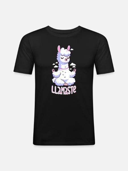 Lama meditates - Namaste! - Men's Slim Fit T-Shirt - black