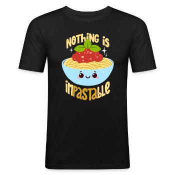 Pasta Wortwitz - Männer Slim Fit T-Shirt - Schwarz - Vorne - Nik (191cm)