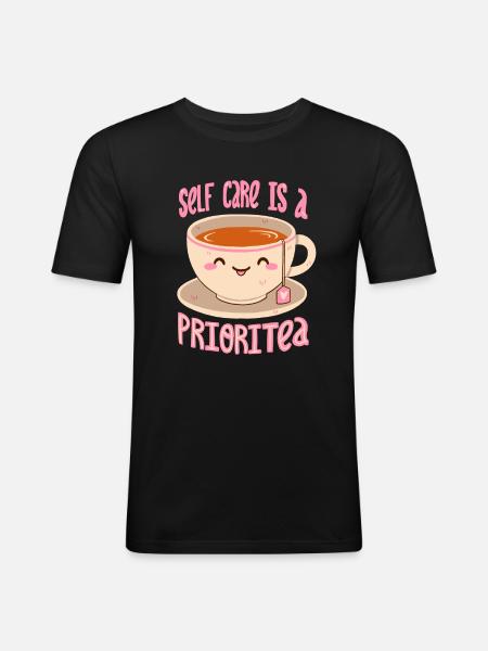 Self Care & Tee - Männer Slim Fit T-Shirt - Schwarz