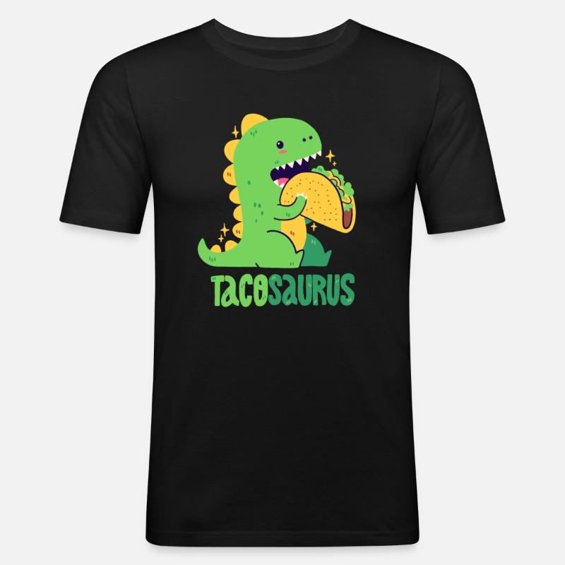 Tacosaurus - Männer Slim Fit T-Shirt - Schwarz