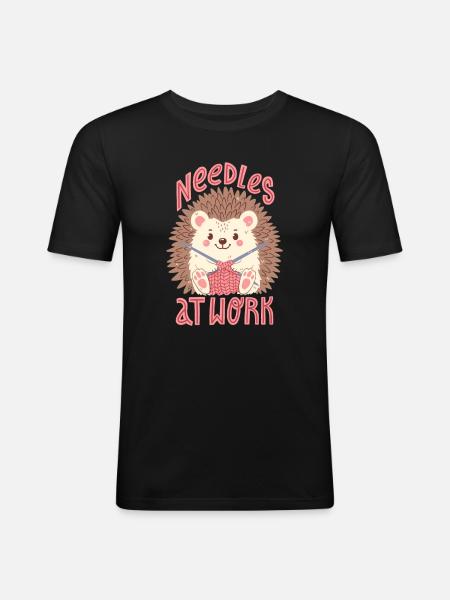 Needles at work - Men's Slim Fit T-Shirt - black