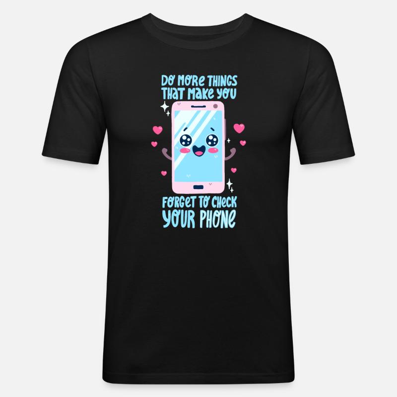 Smartphone Spruch - Männer Slim Fit T-Shirt - Schwarz