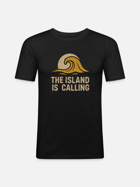 Die Insel ruft - Männer Slim Fit T-Shirt - Schwarz