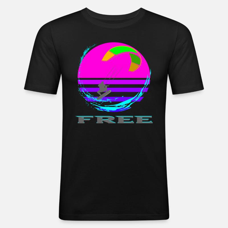 Kitesurfing - Männer Slim Fit T-Shirt - Schwarz