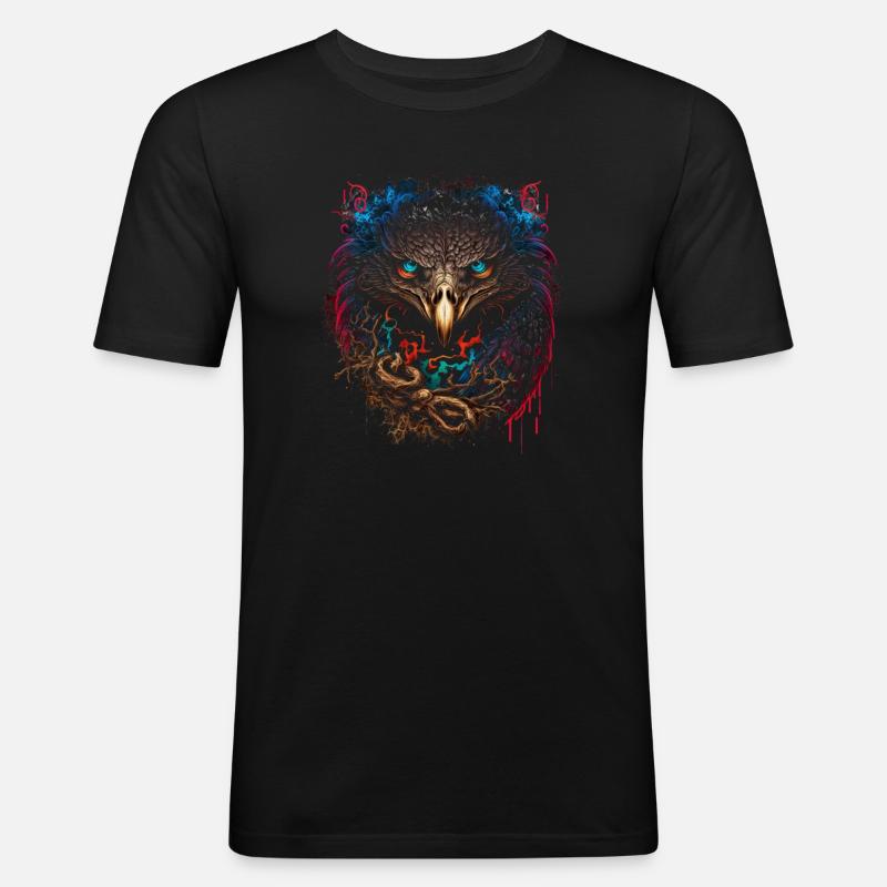 Adler | Adlerkopf | Eagle | 3D Effekt - Männer Slim Fit T-Shirt - Schwarz