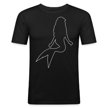 Meerjungfrau Kontur - Männer Slim Fit T-Shirt - Schwarz - Vorne - Nik (191cm)